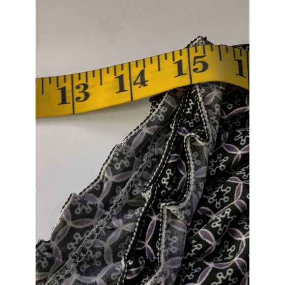 Max Studio Floral‎ Boat Neck Ruffle Elastic Hem Top Blouse Black Womens Size S - Picture 6 of 9